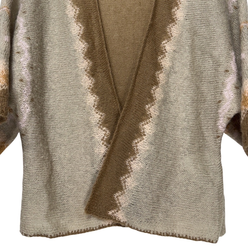 Anthropologie Wool Blend Open‎ Front Cardigan Sweater Tan Brown Pink XS S Boho - Picture 7 of 12